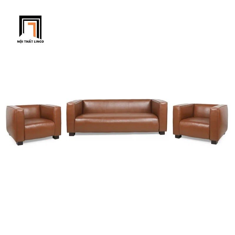Set ghế sofa gia đình giá rẻ KT149 Goyette bọc da công nghiệp