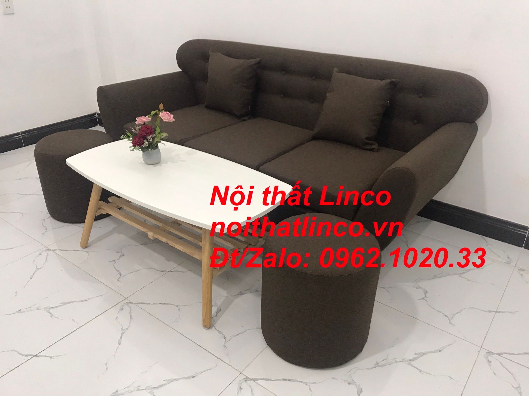 Bộ bàn ghế sofa băng giá rẻ | Sofa màu nâu cafe | Nội thất Linco Tphcm
