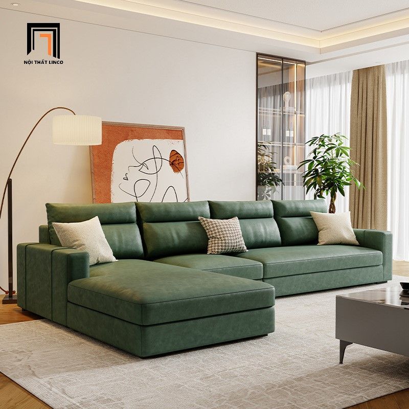 Bộ ghế sofa góc L da công nghiệp GT201 Qingge 3m x 1m6