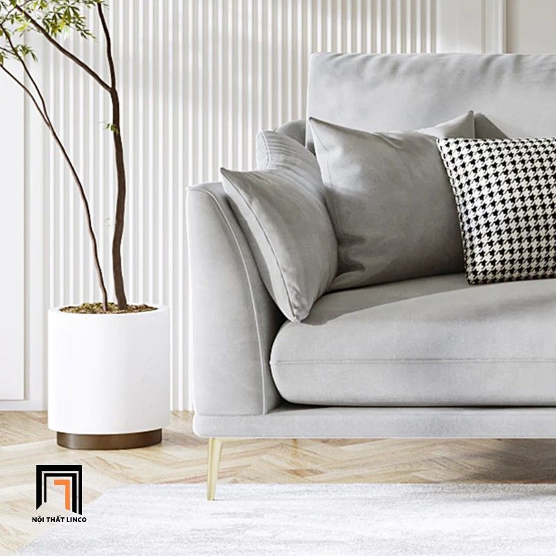 Bộ ghế sofa phòng khách gia đình KT89 Riverton vải nỉ xám