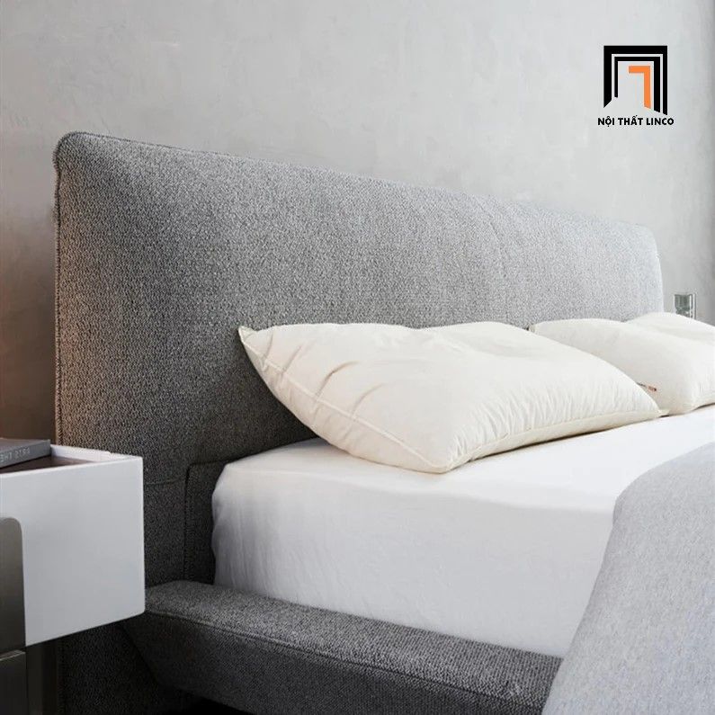 Giường ngủ vải nỉ hiện đại GN61 Amaya màu xám lông chuột