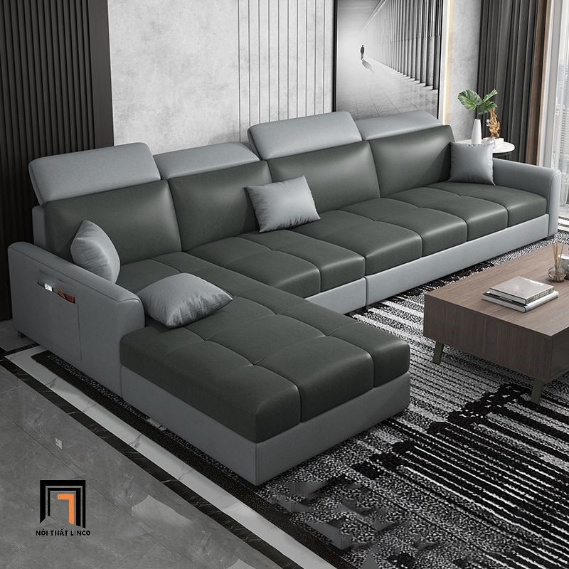 Bộ ghế sofa góc L GT191 Huala 2m8 x 1m75 kê đầu gật gù