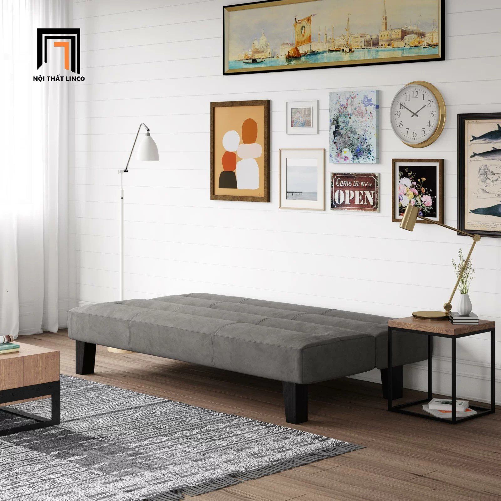 Ghế sofa bed bật giường hiện đại GB86 Fayette dài 1m7 xám đậm