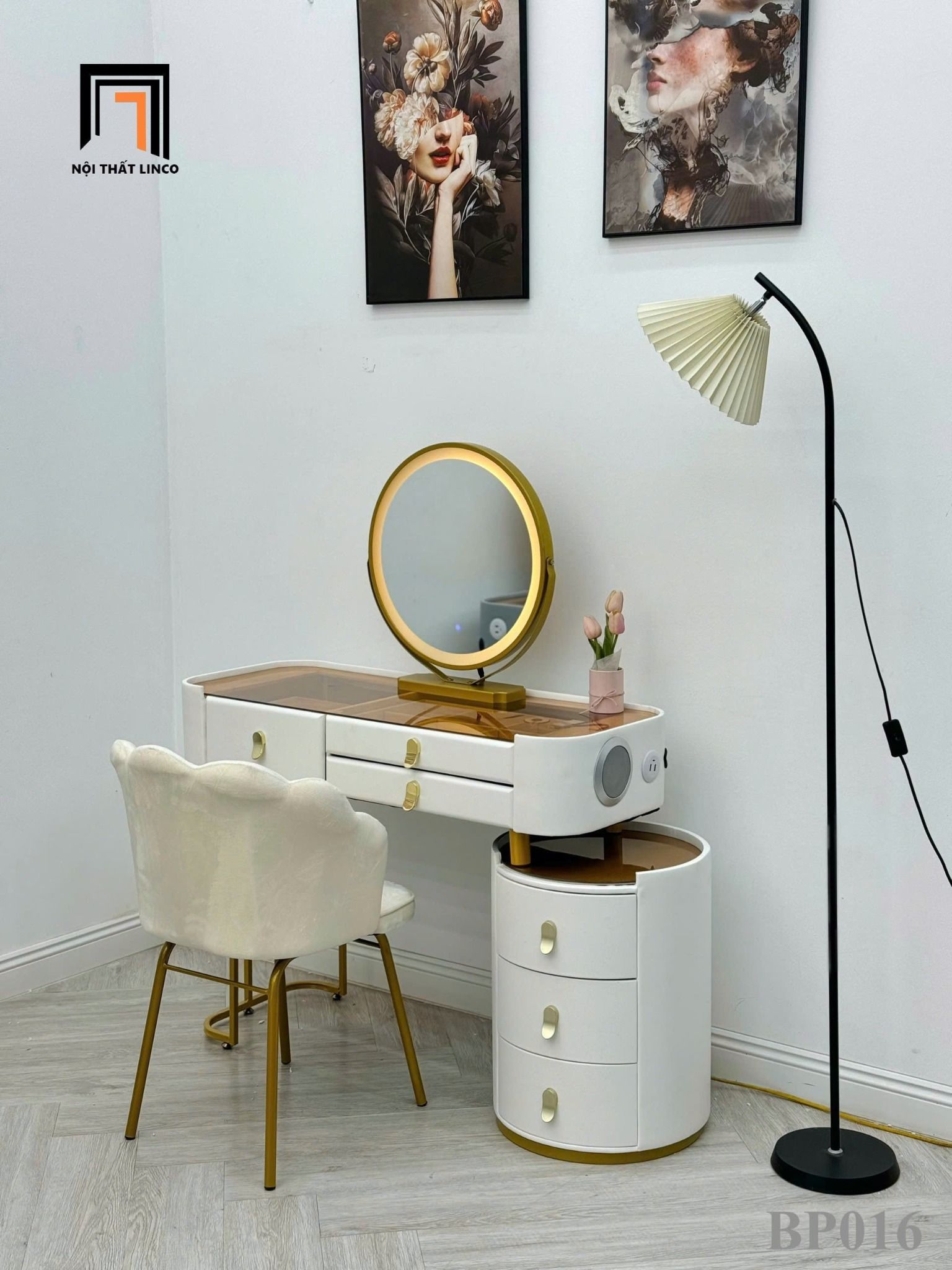Bàn trang điểm sang trọng BP16-AK 1m mặt ván gỗ giá rẻ