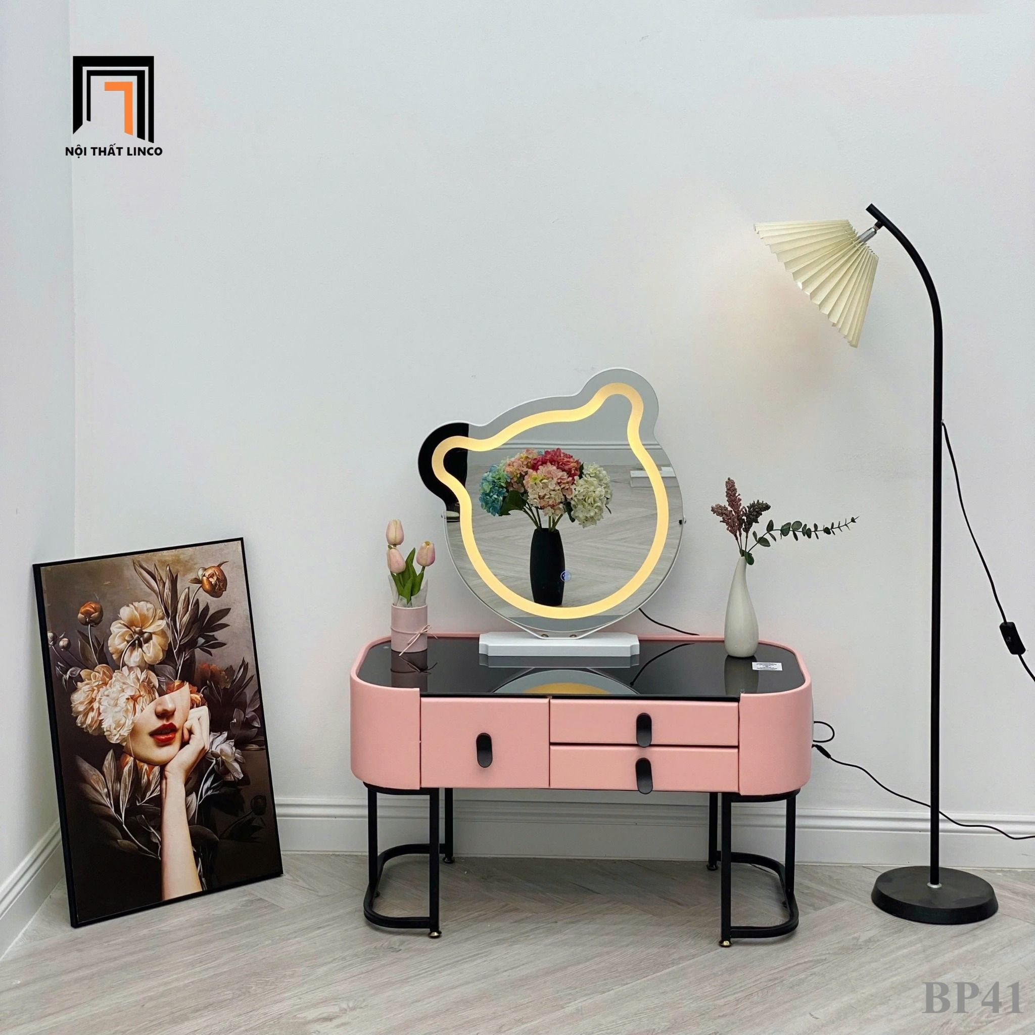 Bàn phấn trang điểm cho chung cư BP41-AK 80cm diện tích nhỏ