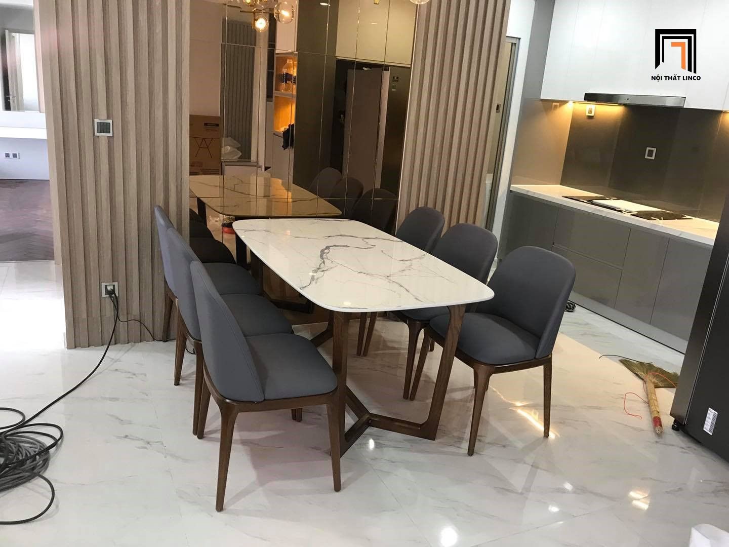 Bộ bàn ghế ăn 1m6 7-KH6-G13-B92-sixam ghế ngồi da Pu
