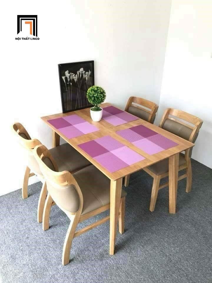 Set bàn ghế ăn 4 người sang trọng 35-KH4-G29-B107 nâu đậm