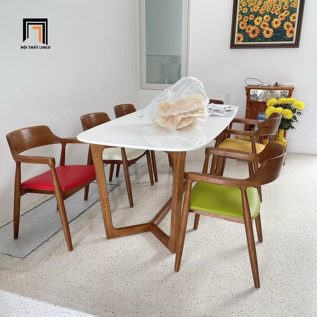 Bộ bàn ăn cao cấp 6 ghế 9-KH6-G32-B92 phong cách châu Âu