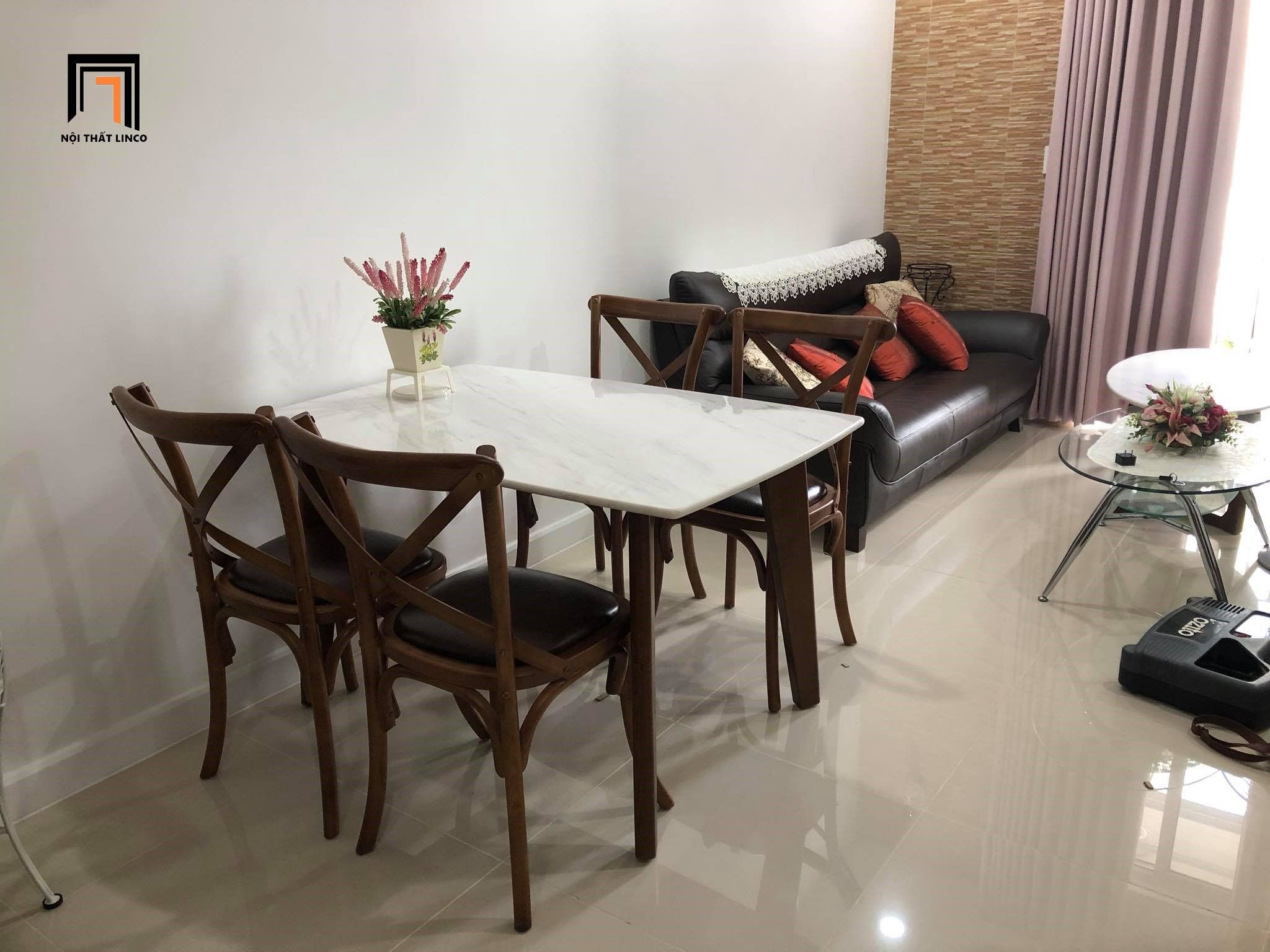 Combo bàn ăn 1m2 4 người 36-KH4-G57-B108 gỗ tự nhiên