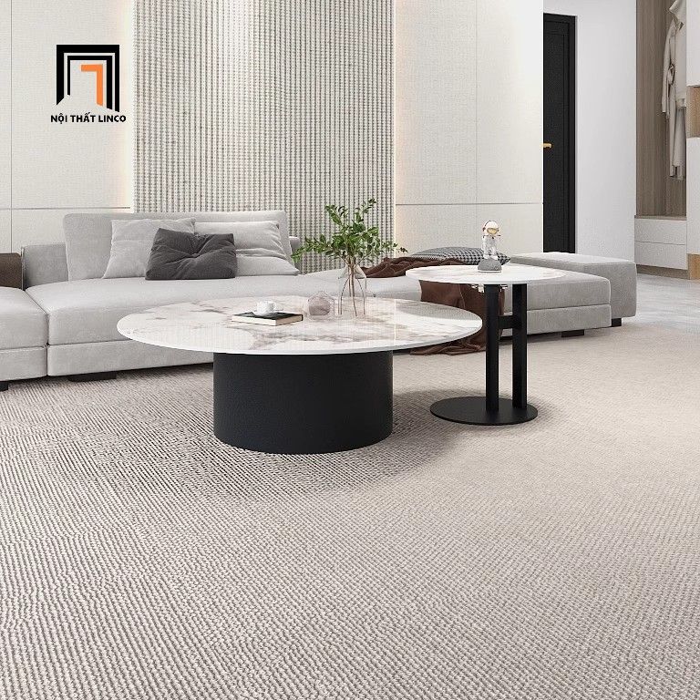 Bàn sofa hình tròn 70cm đá ceramic BSF82 Lasea phòng khách