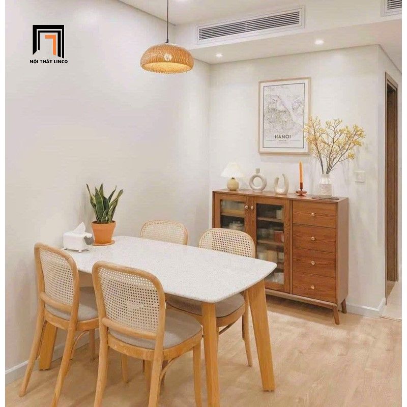 Set bàn ăn gỗ 4 ghế gỗ ash 29-KH4-G56-B108 cho gia đình nhỏ