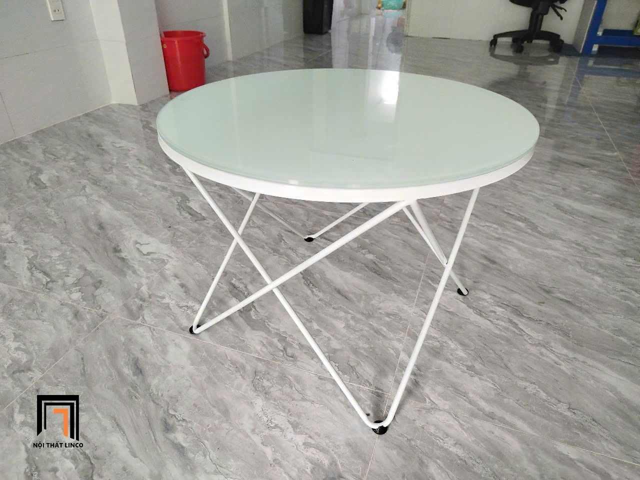Bàn trà phòng khách mặt kính tròn BTPK12 Zapoco 60cm giá rẻ