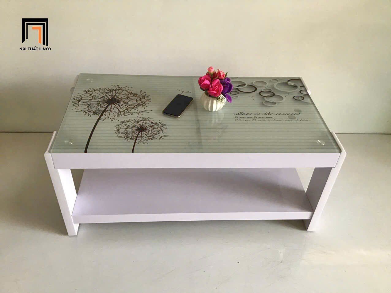 Bàn trà căn hộ chung cư BTPK59 Bascom khung ván gỗ trắng
