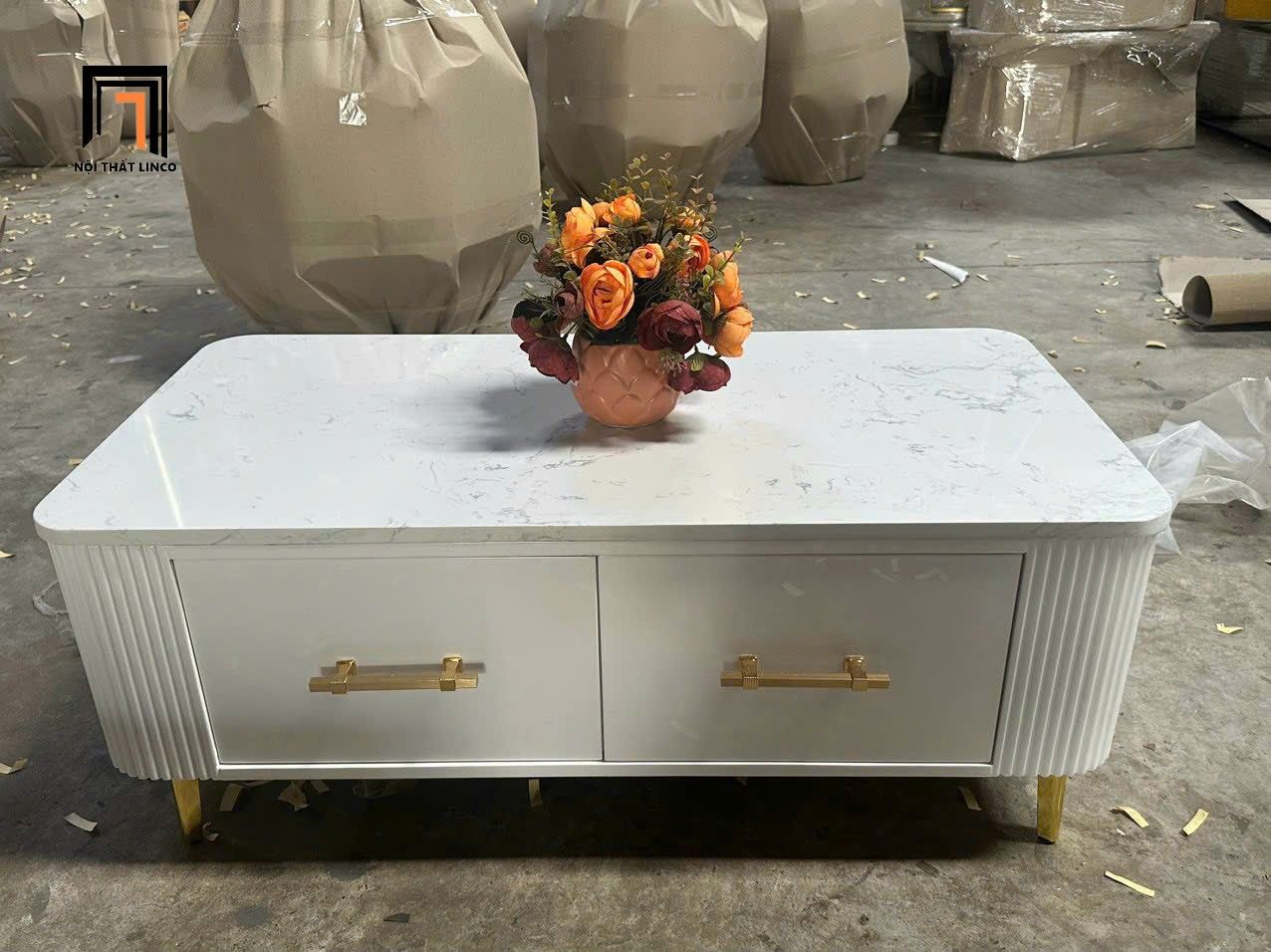 Bàn trà mặt đá cao cấp BTPK68 Rockland 1m cho shop tiệm