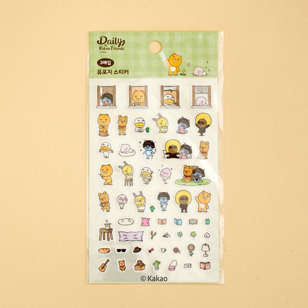 Set 3 miếng sticker Deco Kakao Friends - Green