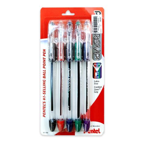 Bút Bi Pentel RSVP BK90 ( Vỉ 5 Cây )