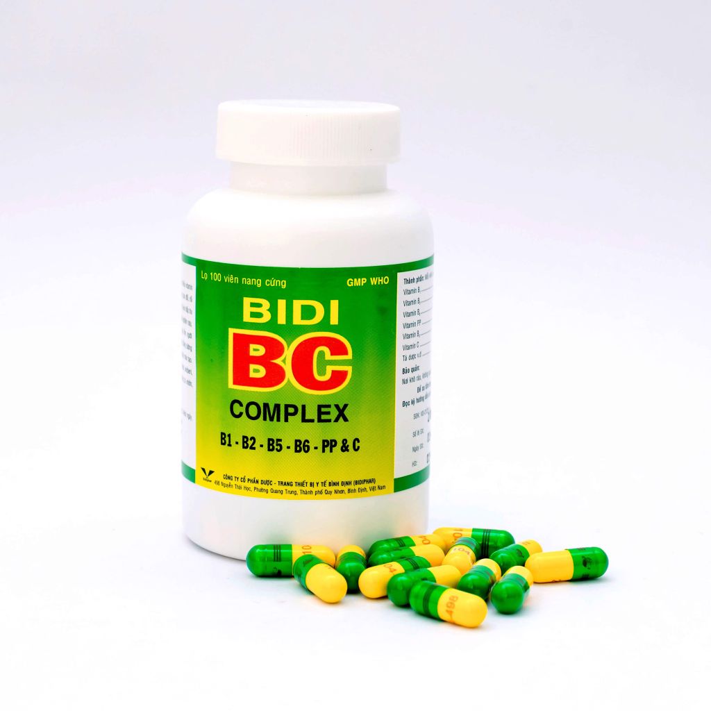 Bidi BC Complex 300mg - Bổ Sung Vitamin Hỗ Trợ Tiêu Hóa, Tăng Sức Đề Kháng - Lọ 100 Viên