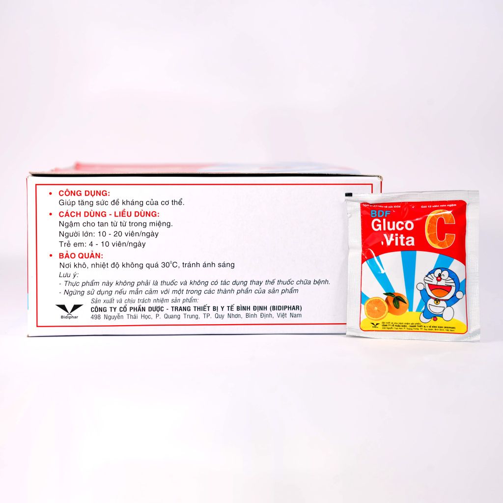 BDF Gluco Vita C - Viên Ngậm Vitamin C - Hộp 60 Gói