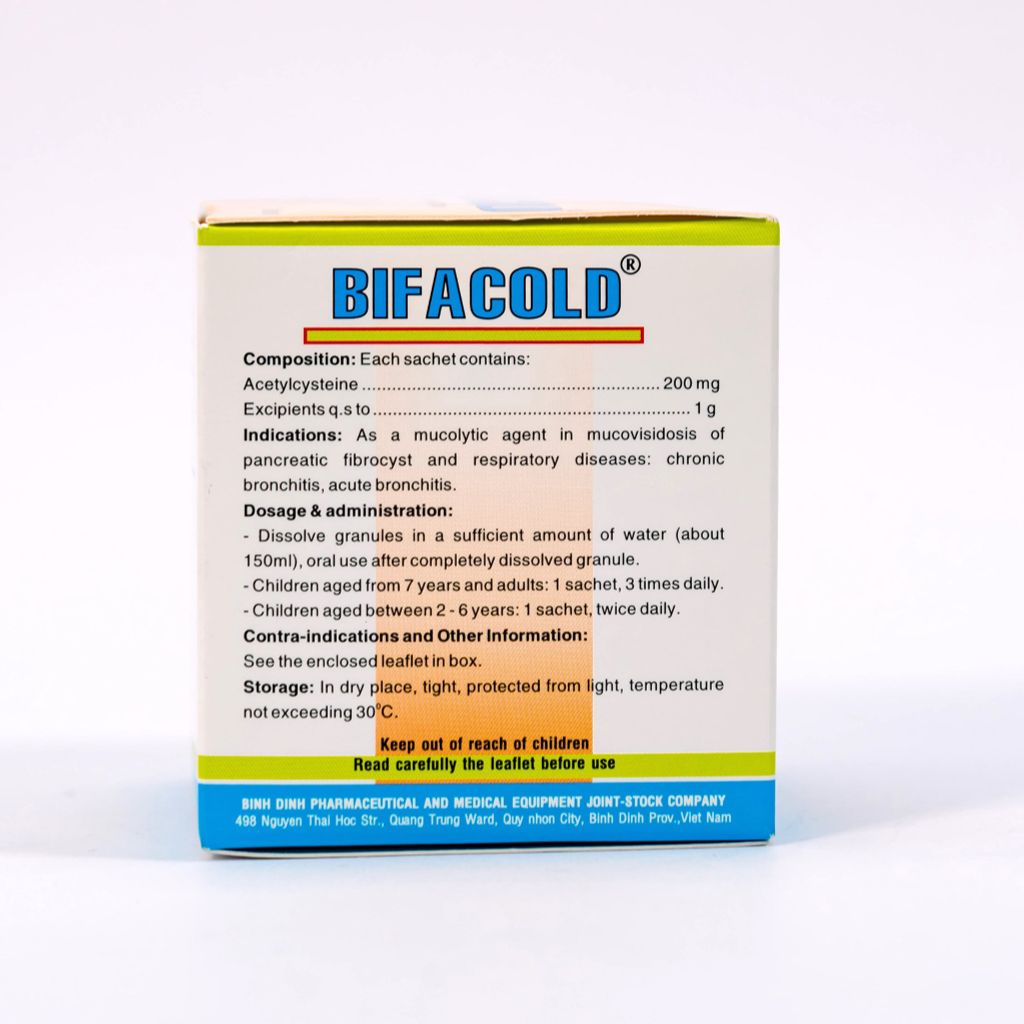 BIFACOLD - Điều Trị Viêm Phế Quản Cấp Và Mạn Tính - Hộp 30 Gói
