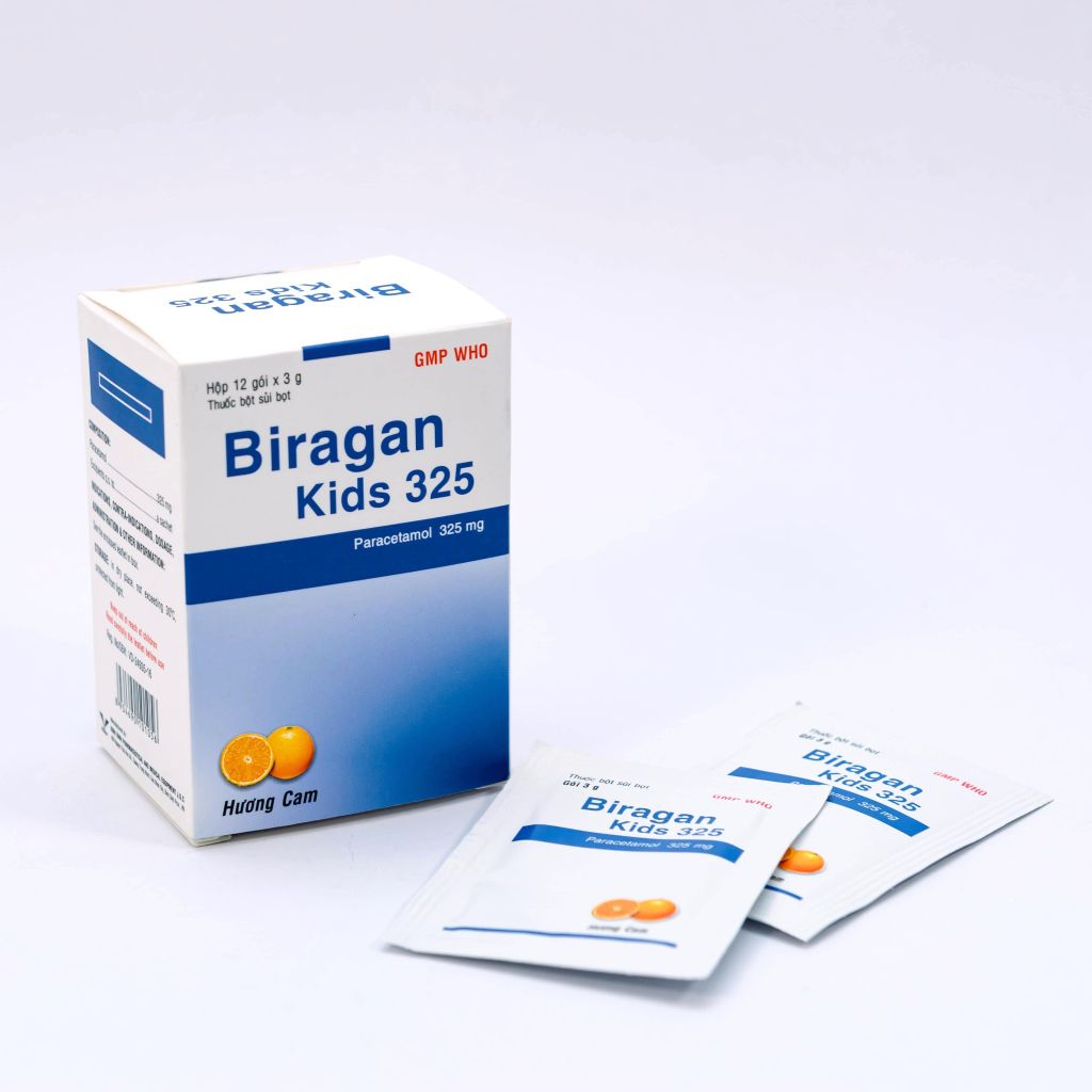 Biragan Kid 325 - Giảm Đau Hạ Sốt - Hộp 12 Gói