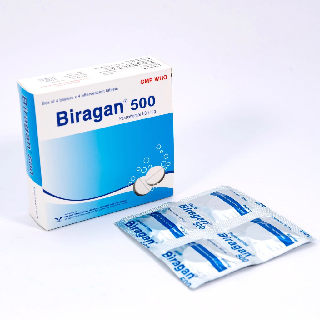 BIRAGAN 500 - Giảm Đau Hạ Sốt - Hộp 16 Viên Sủi