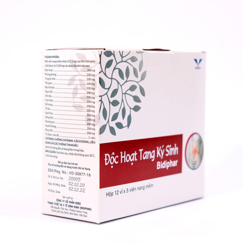 Độc Hoạt Tang Ký Sinh Bidiphar - Thuốc Cơ Xương Khớp - Hộp 60 Viên