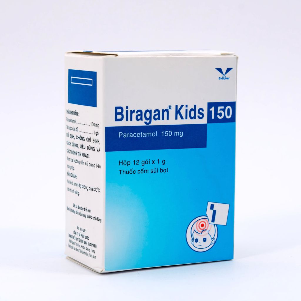 Biragan Kid 150 - Giảm Đau Hạ Sốt - Hộp 12 Gói