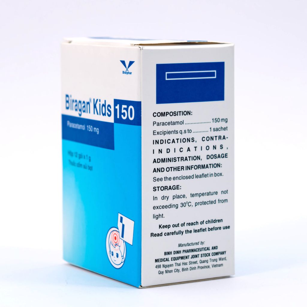Biragan Kid 150 - Giảm Đau Hạ Sốt - Hộp 12 Gói