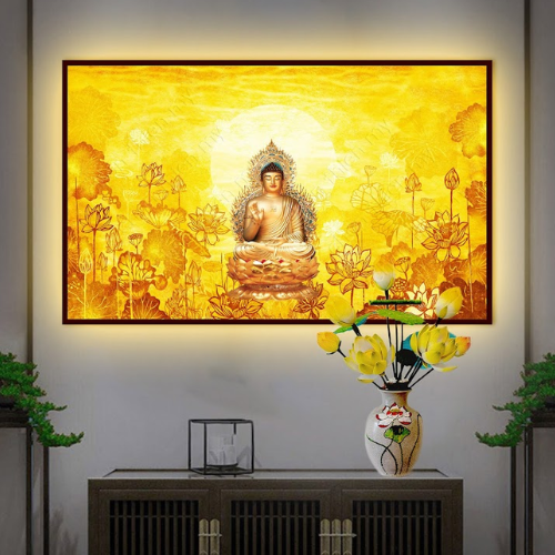 Tranh in hoa sen Phật DCN05