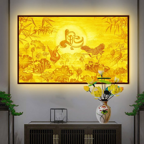 Đèn tranh in bàn thờ gia tiên chữ Lộc DCN01