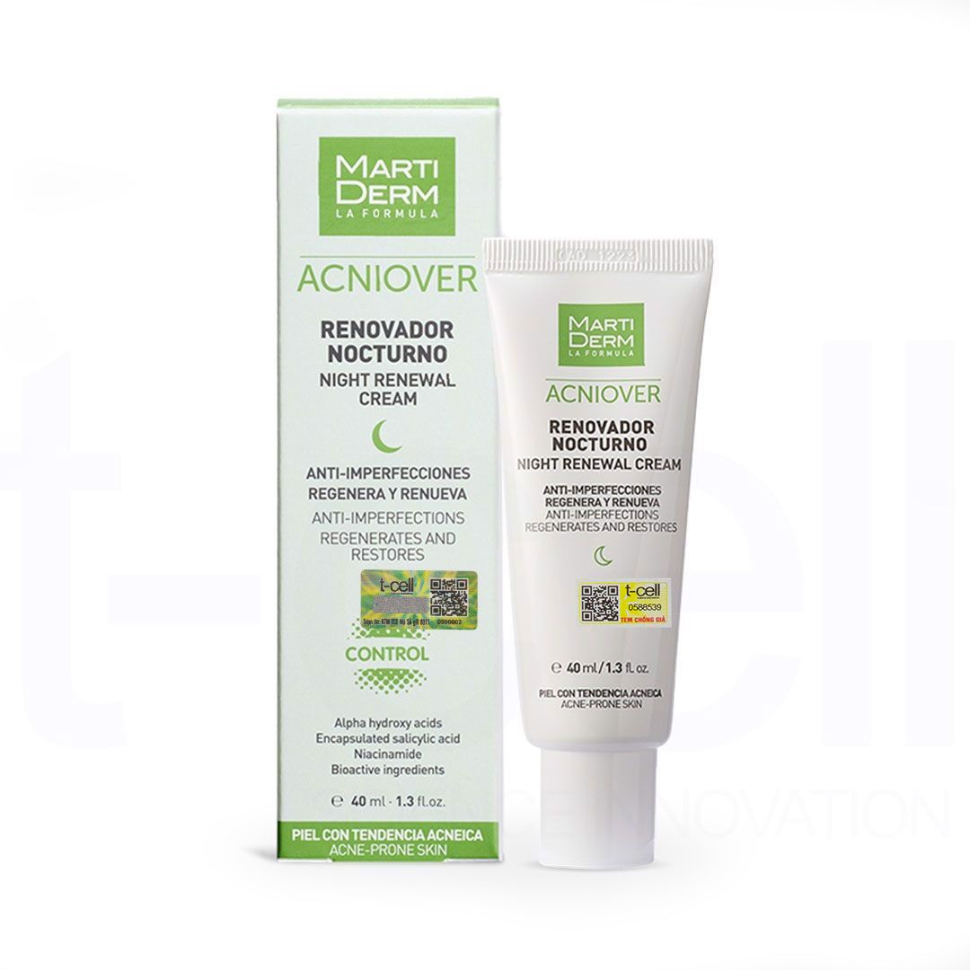 Kem Dưỡng Tái Tạo Ban Đêm Cho Da Dầu Mụn - MartiDerm Acniover Night Renewal Cream (40ml)