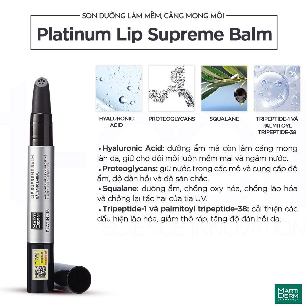 Son Dưỡng Làm Mềm, Căng Mọng Môi - MartiDerm Platinum Lip Supreme Balm (4.5ml)