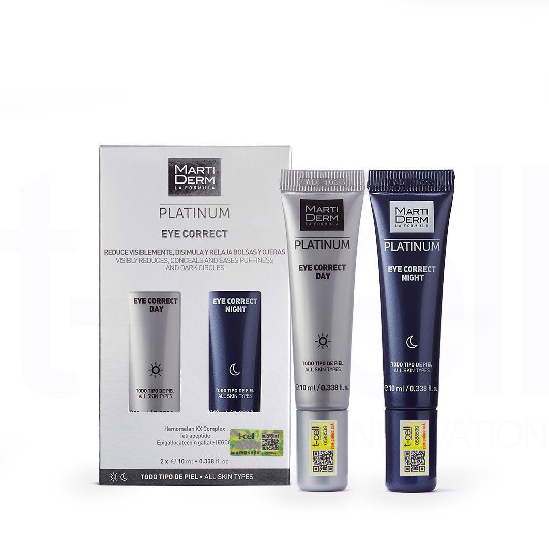 Kem Dưỡng Mắt Ngày & Đêm Giảm Bọng Mắt, Quầng Thâm - MartiDerm Platinum Eye Correct (2 x 10ml)