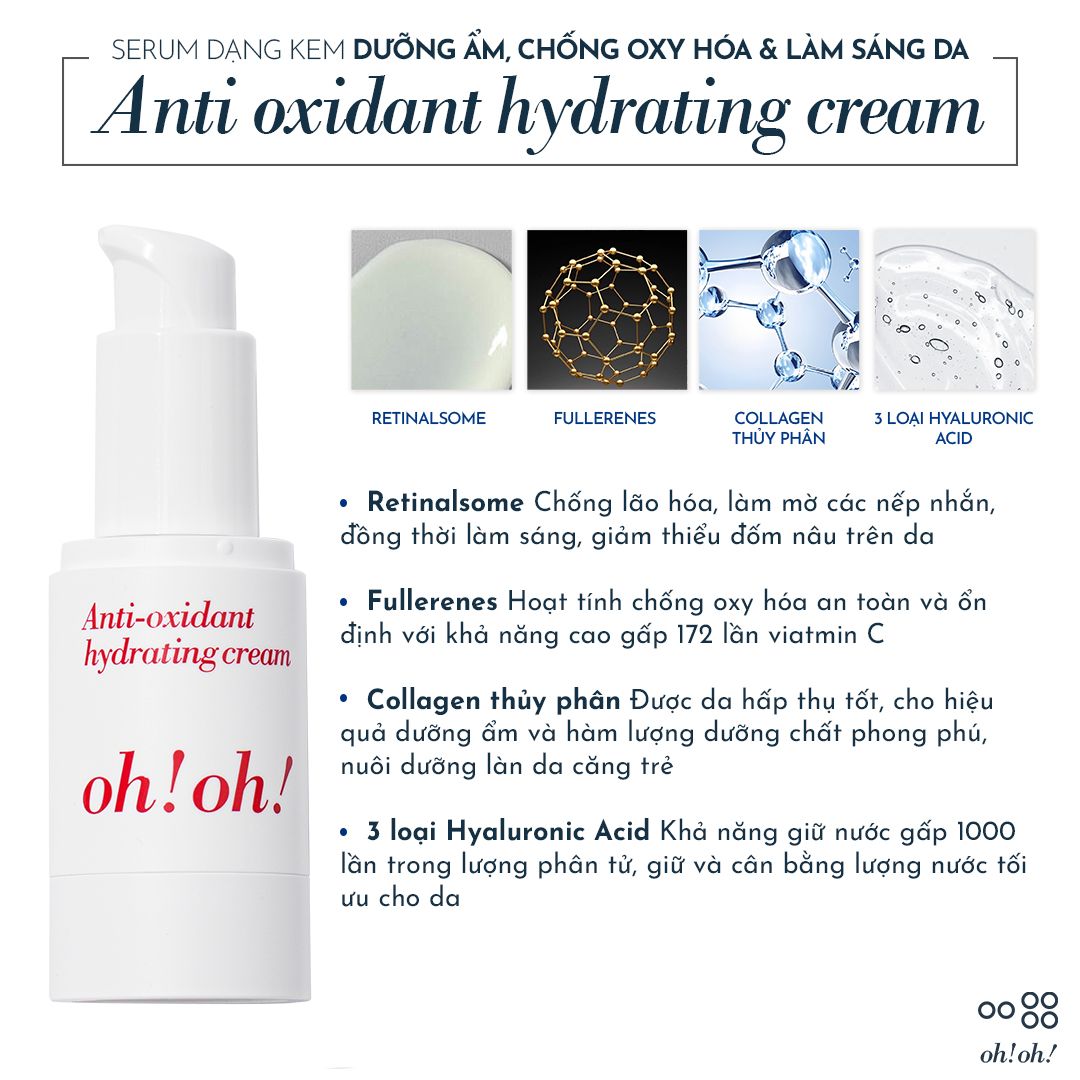 Serum Dạng Kem Dưỡng Ẩm, Chống Oxy Hóa & Làm Sáng Da oh!oh! Anti oxidant hydrating cream (25g)