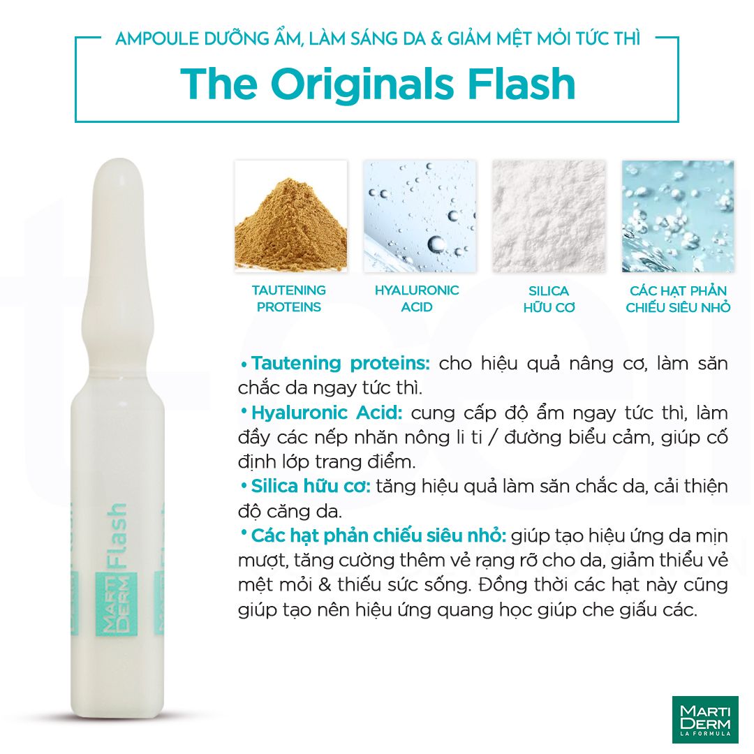 Ampoule Dưỡng Ẩm, Làm Sáng Da & Giảm Mệt Mỏi Tức Thì - MartiDerm The Originals Flash