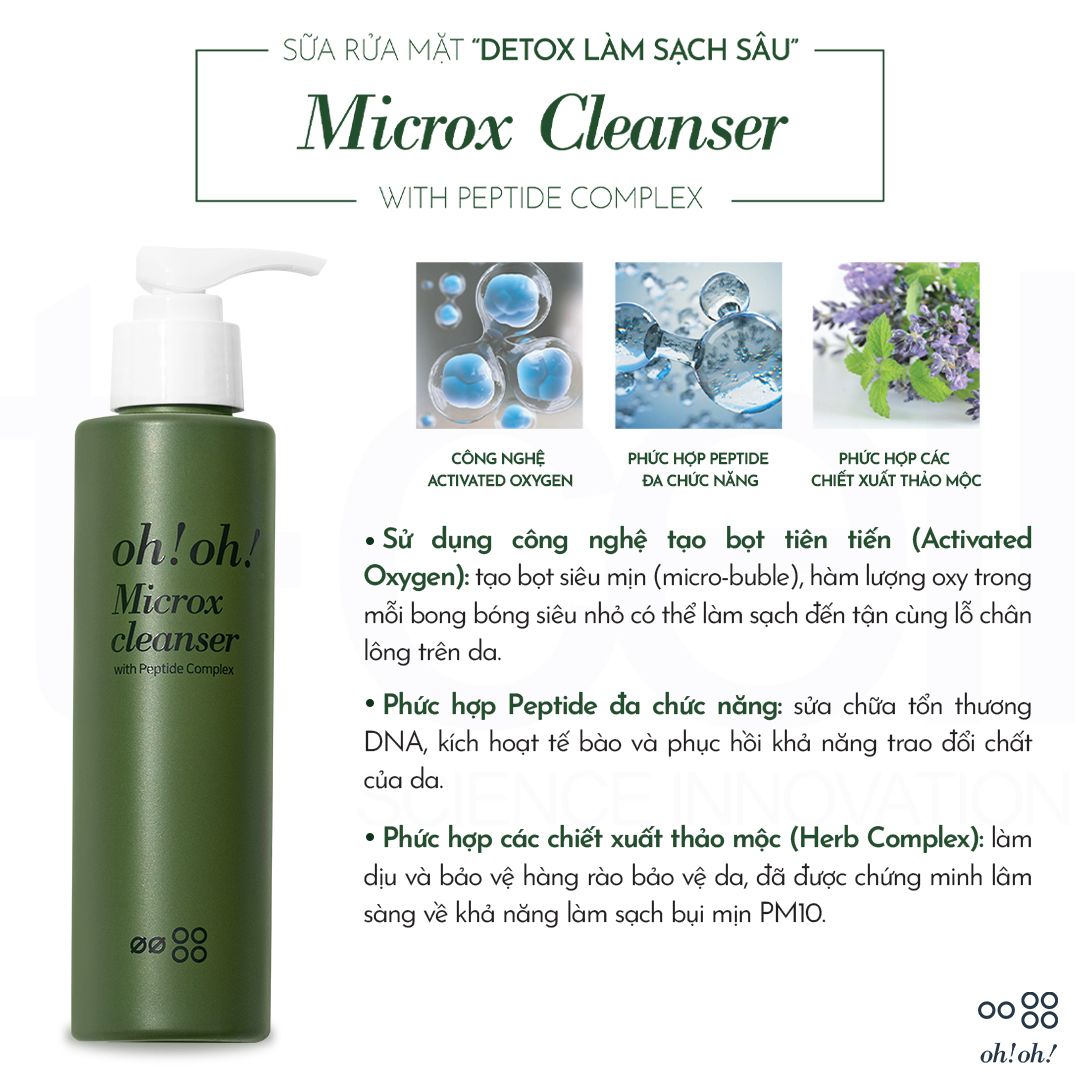 Sữa Rửa Mặt Detox Làm Sạch Sâu Cho Mọi Loại Da oh!oh! Microx Cleanser (with Peptide Complex) (150g)