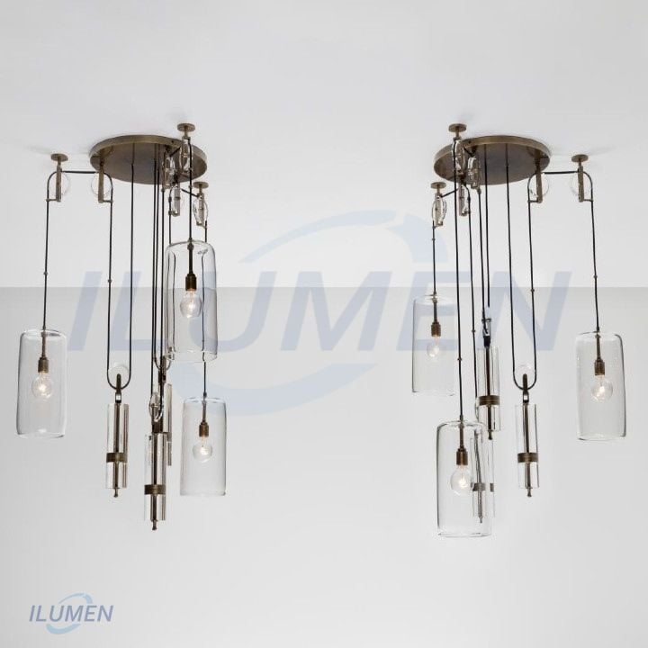 Đèn thả ròng rọc thủy tinh