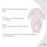Bộ nỉ bông cài chéo Bons99 mềm mịn giữ ấm cho bé từ 0-6 tháng BONNL033