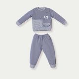 Bộ nỉ dài tay Bons99 hình Mickey phối kẻ thoải mái giữ ấm cho bé từ 6 tháng đến 4 tuổi BONNC028