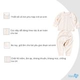 Bộ nỉ dài tay Bons99 cài chéo giữ ấm cho bé trai và bé gái từ 0-6 tháng BONNL026