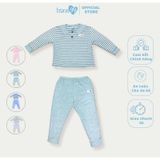 Bộ quần áo cổ trụ dài tay Bons99 chất liệu Modal (gỗ sồi) kẻ mềm mát thoải mái cho bé BONMD066