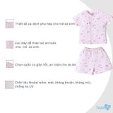Bộ cộc tay cài chéo Bons99 chất liệu modal (gỗ sồi) mềm mát thoải mái cho bé từ 1-6 tháng BONMD043