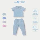 Bộ áo ngắn quần dài Bons99 chất liệu Modal kẻ mềm mát thoải mái cho bé từ 6 tháng tới 4 tuổi BONMD060