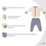Bộ dài tay cài giữa Bons99 chất liệu nỉ mềm mịn nhiều màu sắc cho bé từ 0-6 tháng BONNC023
