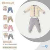 Bộ dài tay cài giữa Bons99 chất liệu nỉ mềm mịn nhiều màu sắc cho bé từ 0-6 tháng BONNC023
