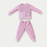 Bộ nỉ dài tay Bons99 hình Mickey phối kẻ thoải mái giữ ấm cho bé từ 6 tháng đến 4 tuổi BONNC028
