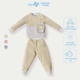 Bộ nỉ dài tay Bons99 hình Mickey phối kẻ thoải mái giữ ấm cho bé từ 6 tháng đến 4 tuổi BONNC028