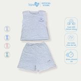 Bộ ba lỗ cộc tay Bons99 chất liệu Modal kẻ mềm mát thoải mái cho bé từ 6 tháng BONMD056