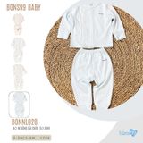 Bộ nỉ dài tay Bons99 cài chéo giữ ấm cho bé trai và bé gái từ 0-6 tháng BONNL026