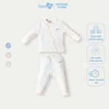Bộ nỉ bông cài chéo Bons99 mềm mịn giữ ấm cho bé từ 0-6 tháng BONNL033